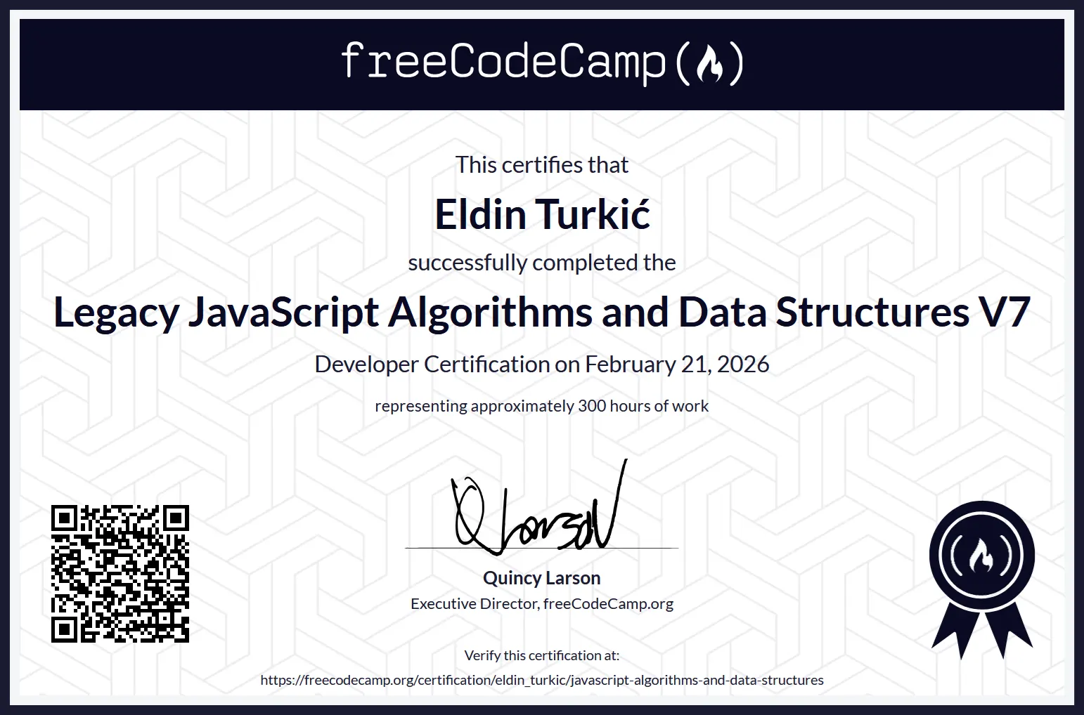 Legacy JavaScript Algorithms and Data Structures V7 - Eldin Turkić