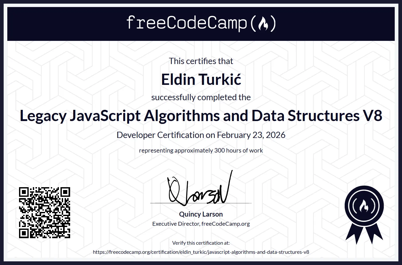 Legacy JavaScript Algorithms and Data Structures V8 - Eldin Turkić