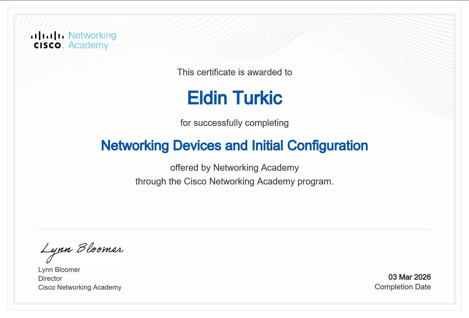 Networking Devices and Initial Configuration - Eldin Turkić