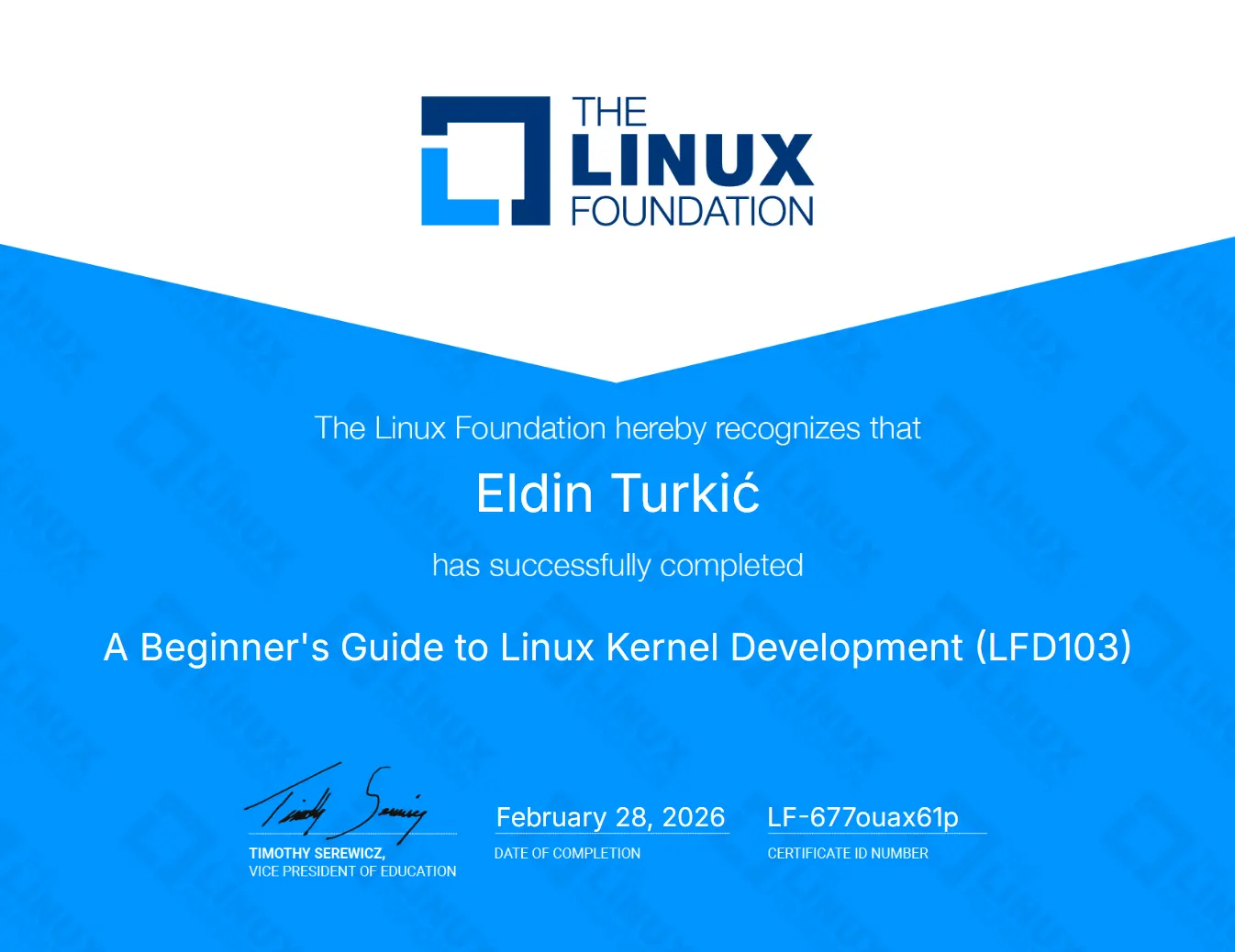 A Beginner’s Guide to Linux Kernel Development (LFD103) - Eldin Turkić