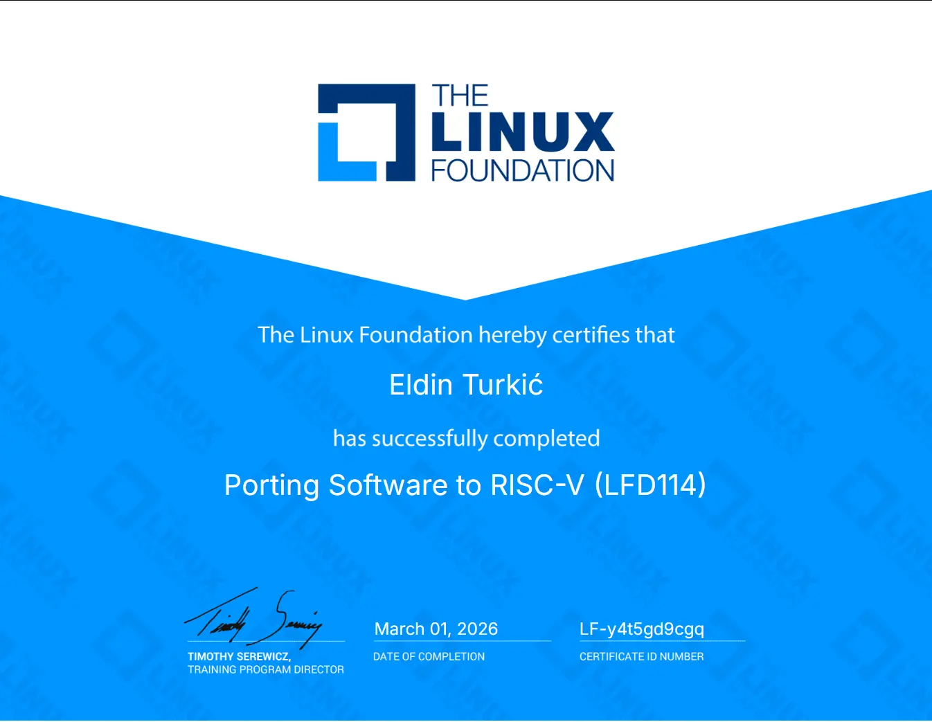 Porting Software to RISC-V (LFD114) - Eldin Turkić