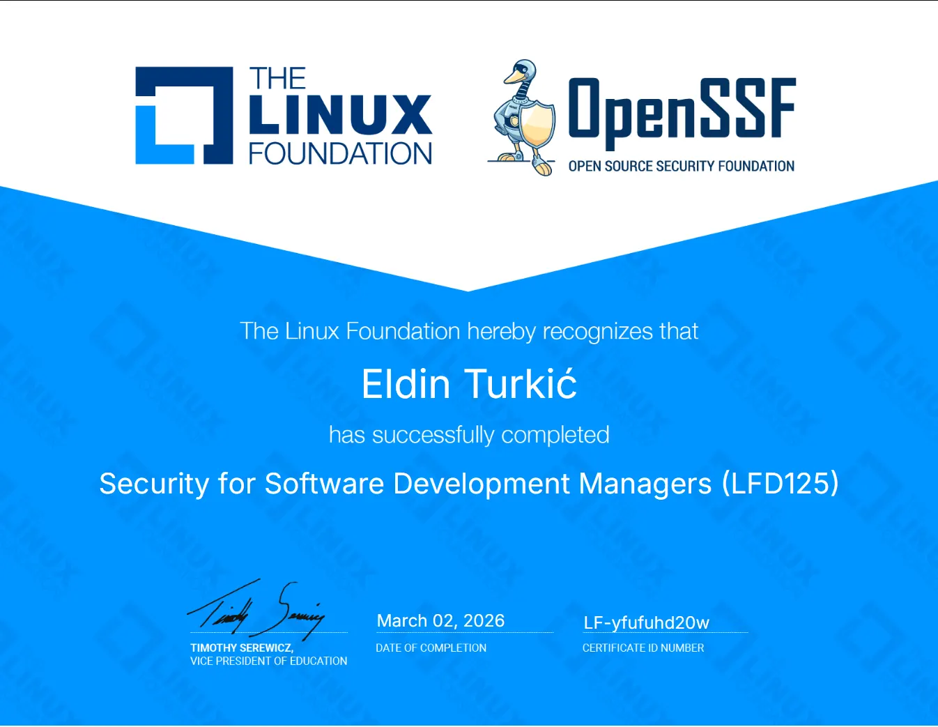 Security for Software Development Managers (LFD125) - Eldin Turkić