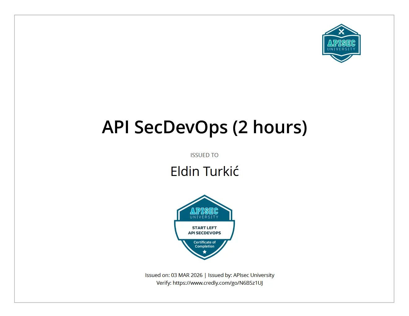 APISEC - API SecDevOps - Eldin Turkić
