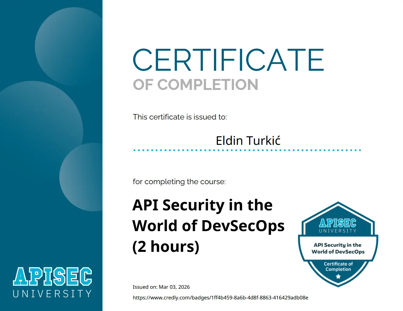 APISEC - API Security in the World of DevSecOps - Eldin Turkić