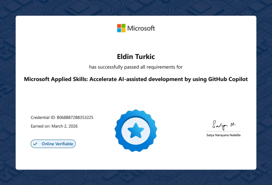 Microsoft - Accelerate AI assisted development by using GitHub Copilot - Eldin Turkić